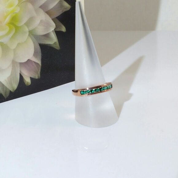 Emerald Ring in Rose Gold Plating Size 8-1/4 - Picture 6 of 7